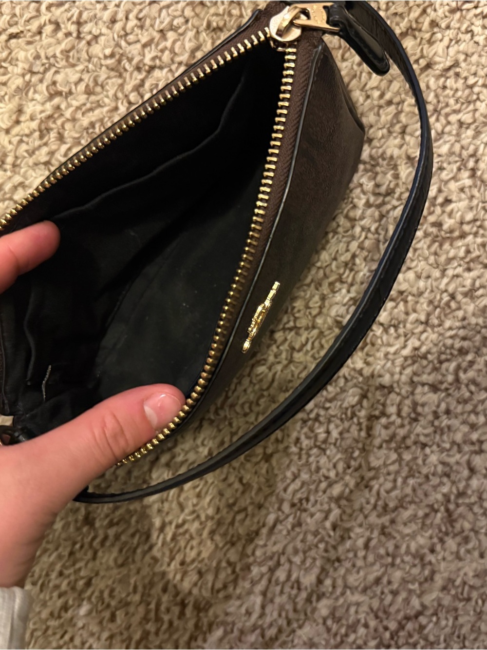 Coach Dark Brown Signature Canvas Shoulder Bag with Black Strap - Picture 5 of 9